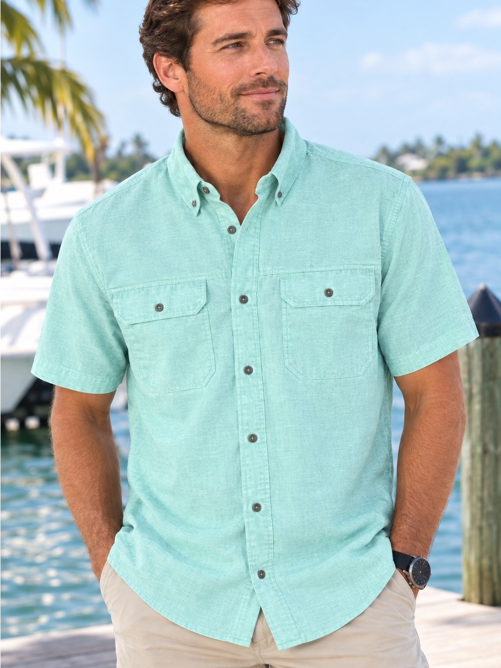 CHAPS Everyday Performance Button-Down Polo